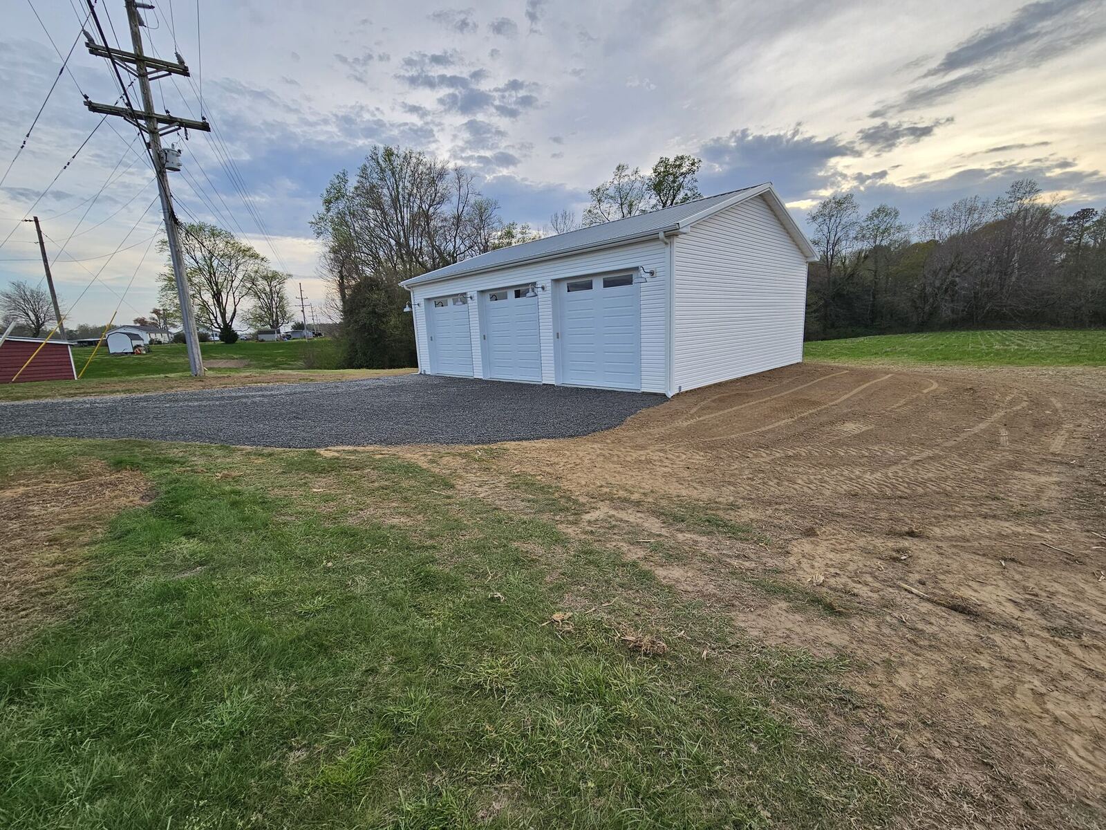 Rural gravel driveway installation on a Virginia country property