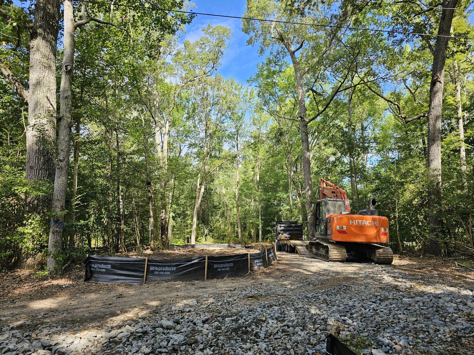Excavation with proper erosion control on a Virginia homesite
